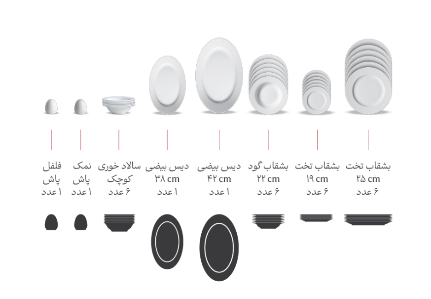 زرین 28 پارچه (شش نفره) از پیکرهی زیبای ایتالیا اف چینی زرین - Image 2